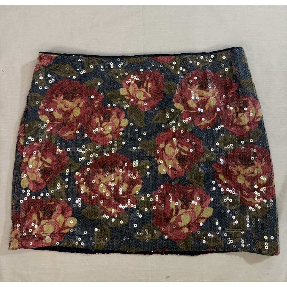 abercrombie & fitch Women Multicolor Floral Sequins Mini Skirt Size 2 W26